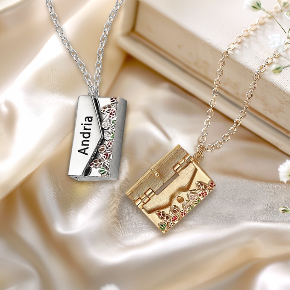 enamel locket necklace