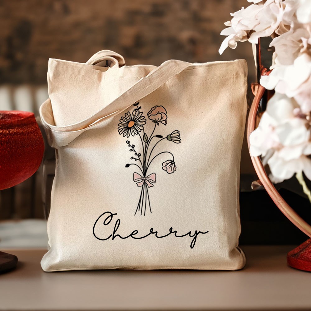 birthflower tote bag