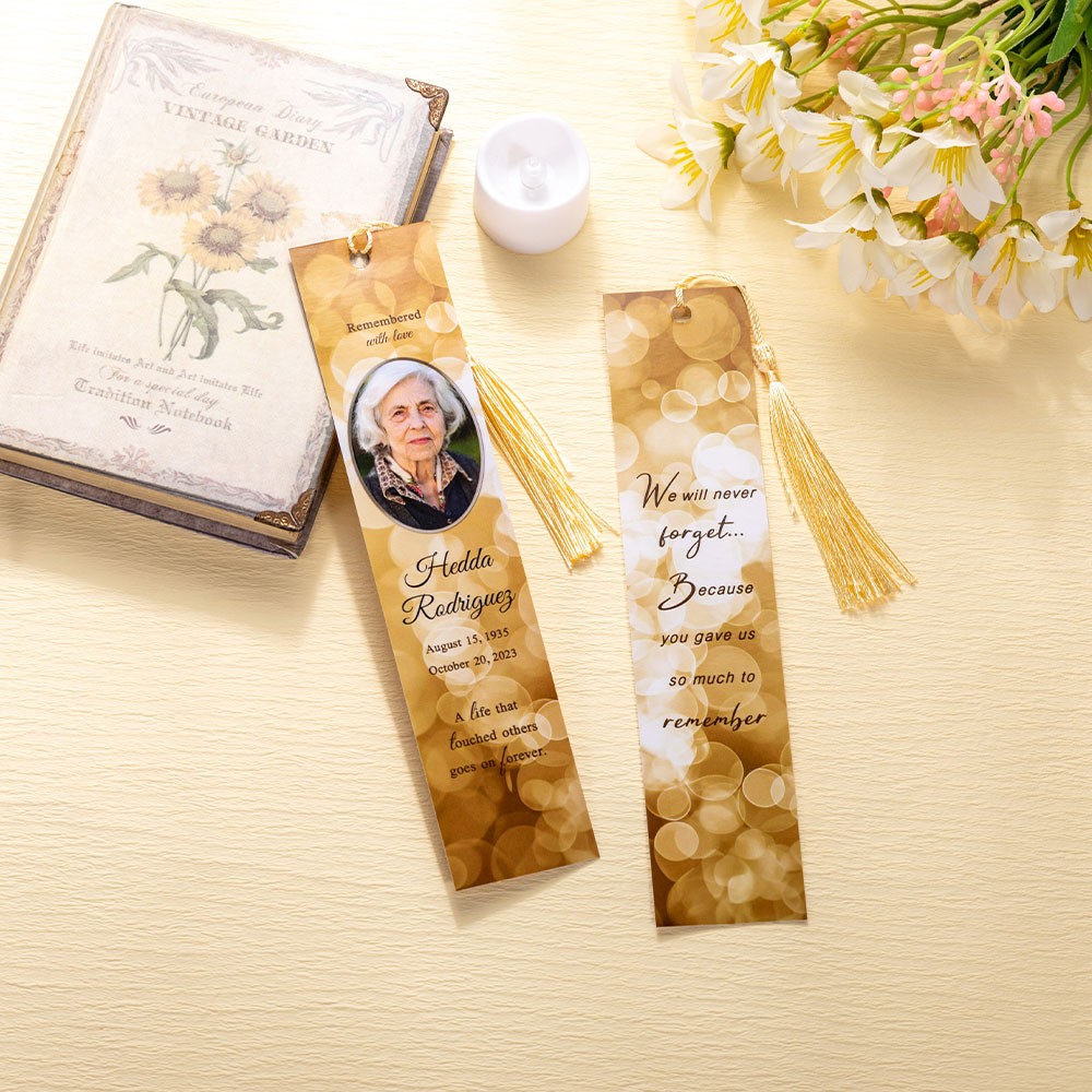 funeral bookmarks personalized with photo