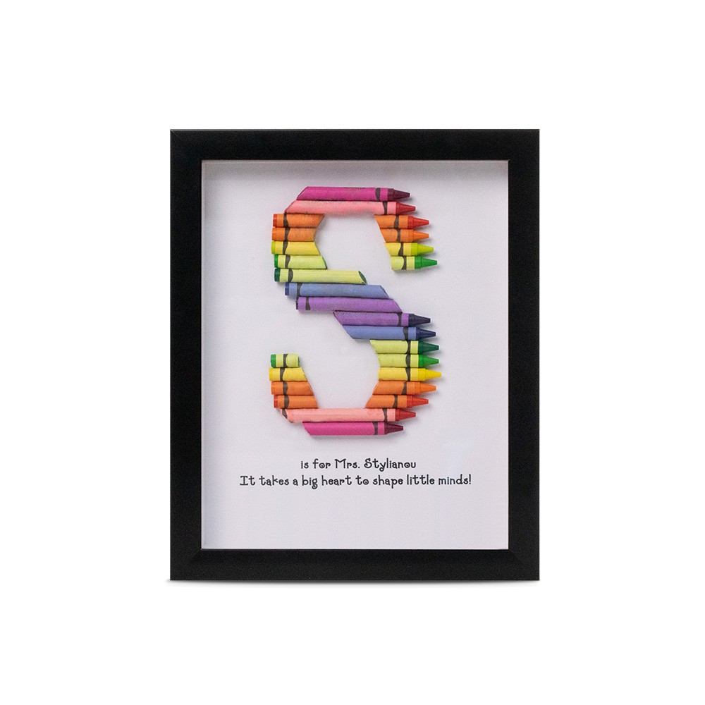 Personalized Rainbow Crayon Letter with Frame Gift For Teachers