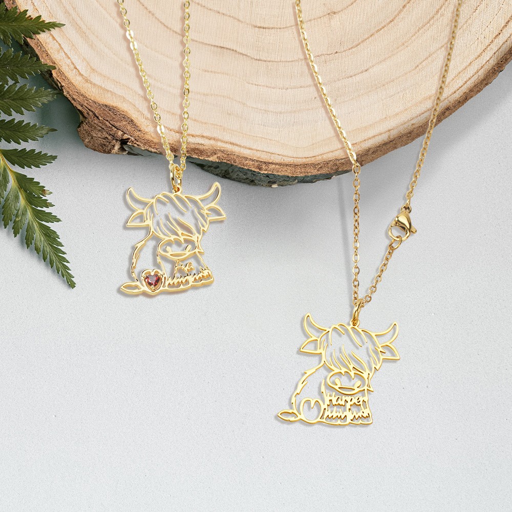 highland cow necklace