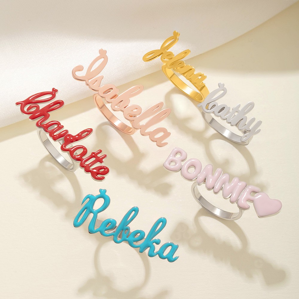colorful 3D bubble font ring