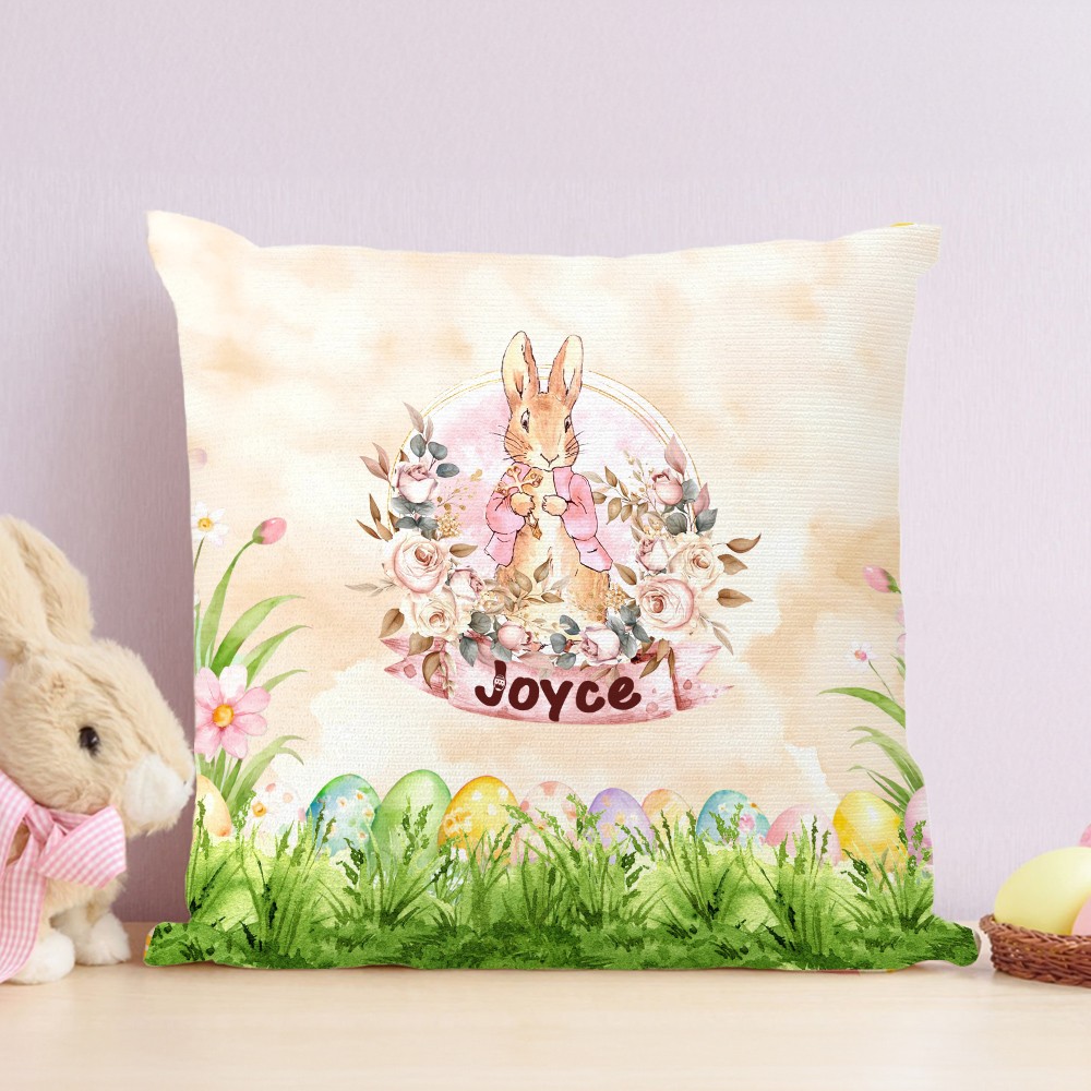Personalised Cross and Peter Rabbit Soft Throw Pillow