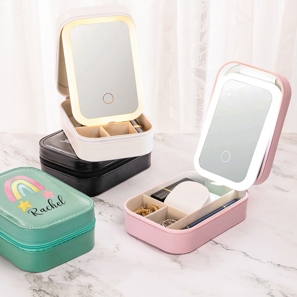 LED three-color adjustable makeup mirror