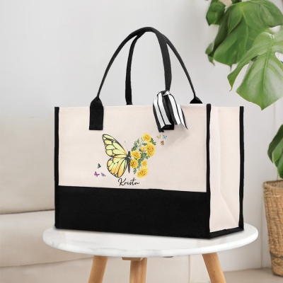 birth flower tote bag