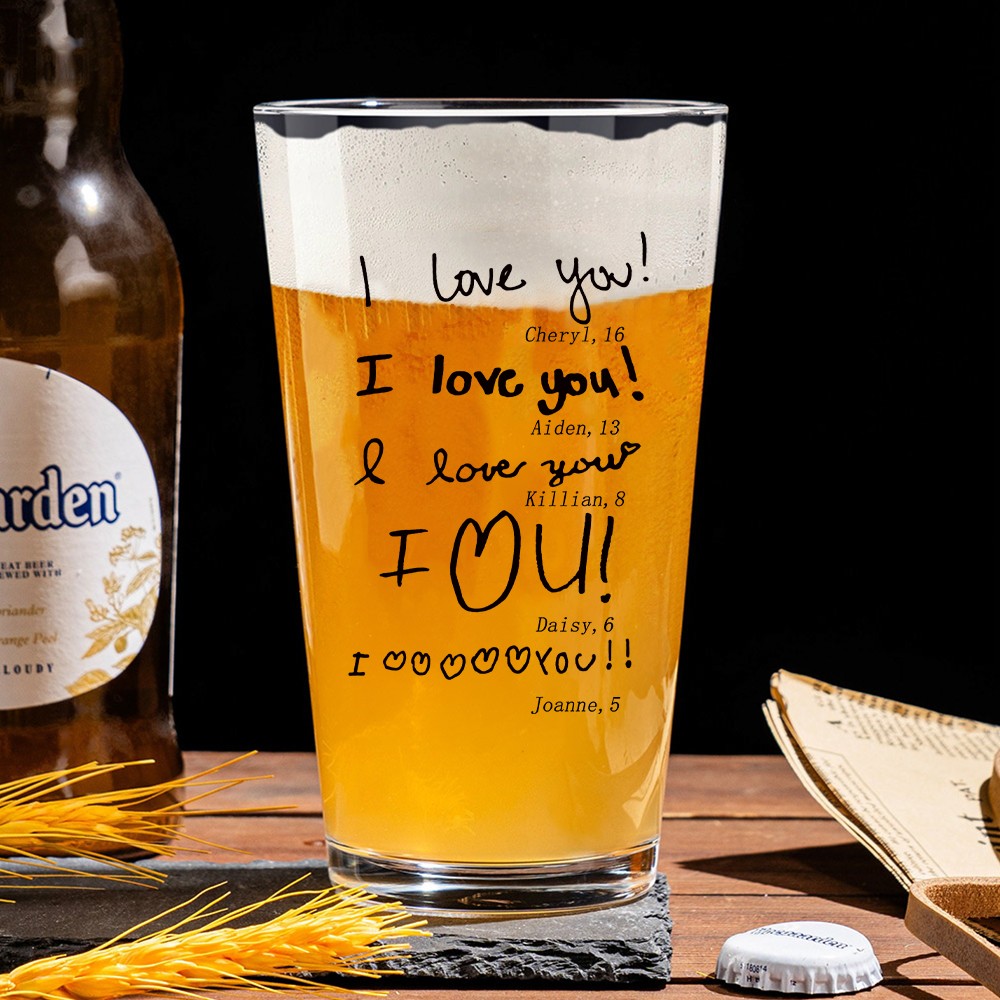 Handwriting beer glass