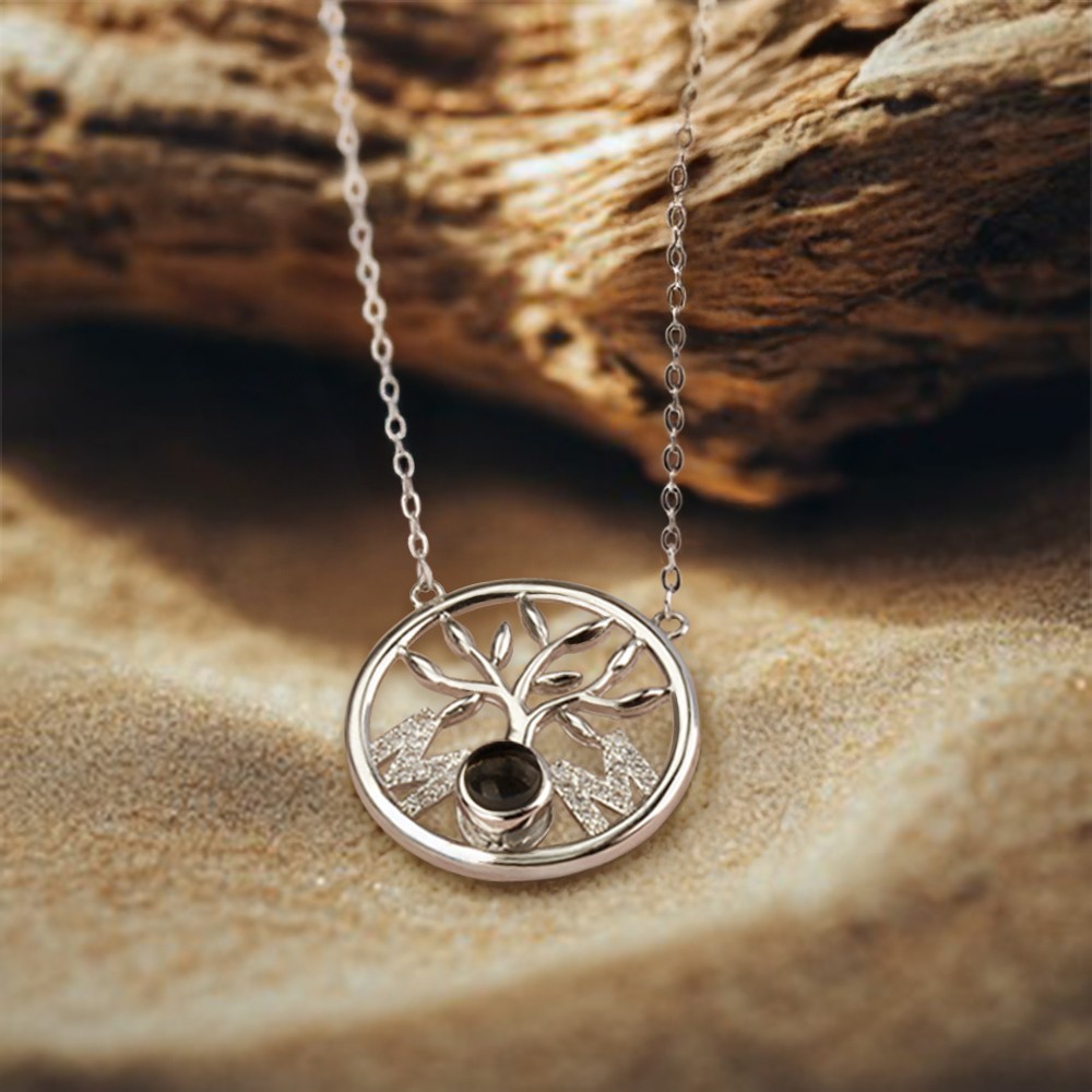 Personalized Family Tree Necklace with MOM Roots, Micro-carved Photo Engraved Custom Pendant, Meaningful Mother’s Day Gift for Mom or Grandma