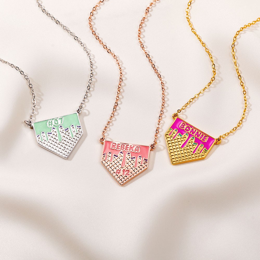 Personalized Baseball Ice Cream Dripping Necklace