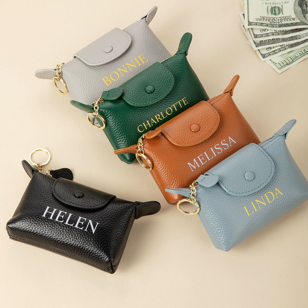 Personalized leather coin purse