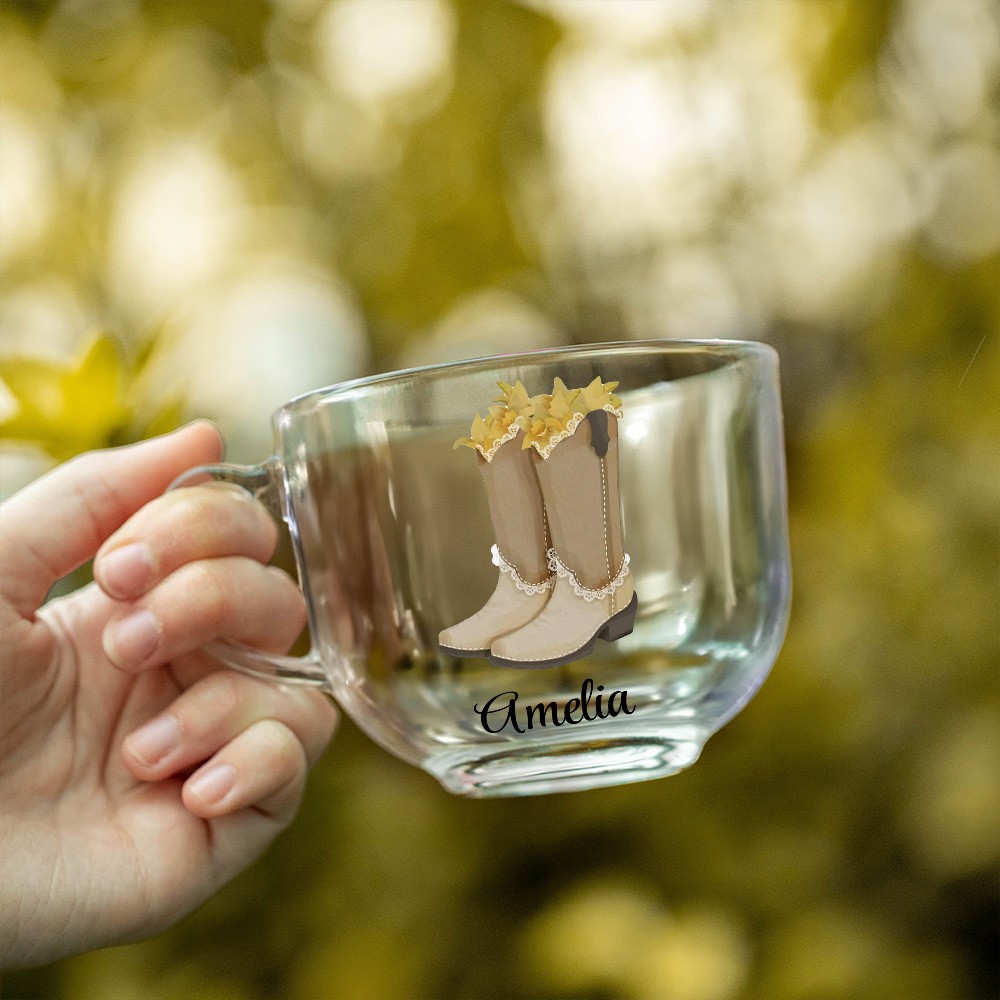 Personalized Cowgirl Birth Flower Mug with Name