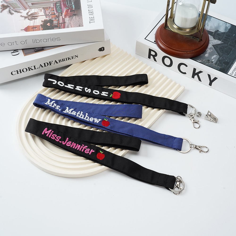 Teacher Lanyard Id Badge Holder With Apple, Personalized Id Strap, Teacher Appreciation Gift, Preschool Teacher Gift, Gifts for Her Under 30