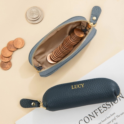 Personalisierte Mini-Kosmetiktasche aus Leder