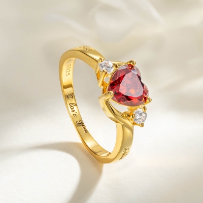 Personalized Heart Stone Promise Ring