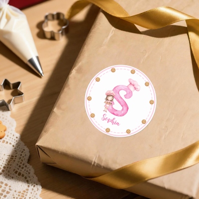 Personalisierte runde Aufkleber mit Namensinitialen, Cartoon-Motiv (Junge/Mädchen), „Mit Liebe gebacken“, selbstklebende Verpackungsetiketten für Bäckereien, Geschenkidee für Kinder und Backbegeisterte