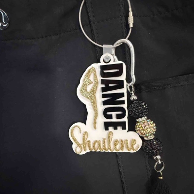 Dance Bag Tag, Personalized Dance Bag Tag with Beads, Backpack Keychains, Acrylic Name Tags, Bow Bag Tag, Dance Keychain, Dance Mom