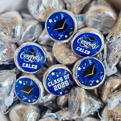 Personalized Graduation Chocolate Stickers with Name, Waterproof Self-Adhesive Candy Labels, Grad Ceremony Party Decor, Gifts for Graduates
