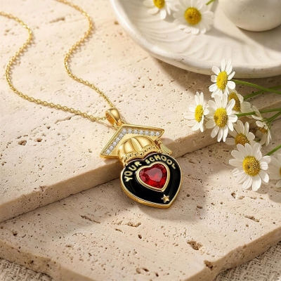 Personalisierte Geburtsstein-Herzkette mit Zirkonia und Namen, zierlicher Schmuck aus 925er Sterlingsilber, ideal als Geschenk für Schul- und Hochschulabsolventen.