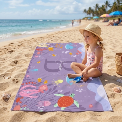 Flerfärgad strandhandduk