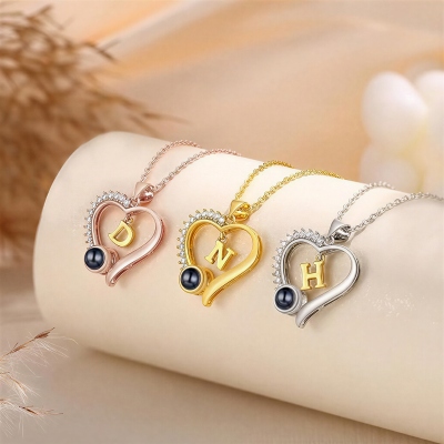 Personalized Photo Projection Heart Necklace