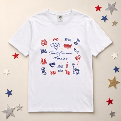 Personalized Patriotic Sweet American 4th of July T-Shirt/Sweatshirt, Independence Day Family Matching Crewneck Top, Gift for American Family/Kids/Her