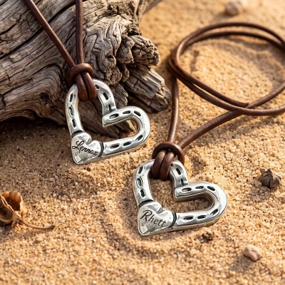 Personalized Name Horseshoe Heart Necklace, Hand Hammered Lucky Pendant, Rustic Western Jewelry, Birthday Gift for Equestrian/Western Lovers/Women