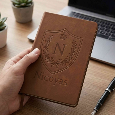 Personalisiertes Notizbuch mit Alphabet-Wappen und Namen, A5-Lederjournal, Geschenk zum Geburtstag/Vatertag/Abschluss für Ehemann/Vater/Familie/Freunde/Männer