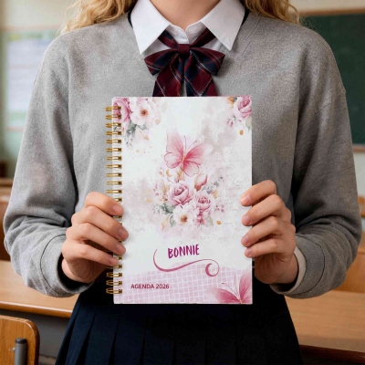 Personalized 2026-2028 Floral Butterfly Planner with Name, A5 Spiral Daily Agenda Calendar Planner, Birthday/Graduation Gift for Women/Family/Friends