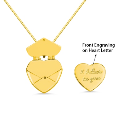 Personalized Secret Message Envelope Heart Locket Necklace