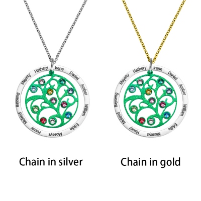 Personalized Family Tree Birthstone Necklace