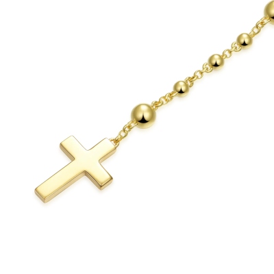 Gepersonaliseerde rozenkransketting met kruis van de Maagd Maria, 925 sterlingzilver, spirituele en religieuze sieraden, doop-/eerste communiecadeau voor hem/haar