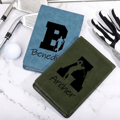 Custom Initial & Name Golf Scorecard Holder, Leather Golf Yardage Book Cover, Golf Accessories, Birthday/Father's Day Gift for Him/Dad/Golf Lovers