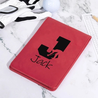 Custom Initial & Name Golf Scorecard Holder, Leather Golf Yardage Book Cover, Golf Accessories, Birthday/Father's Day Gift for Him/Dad/Golf Lovers