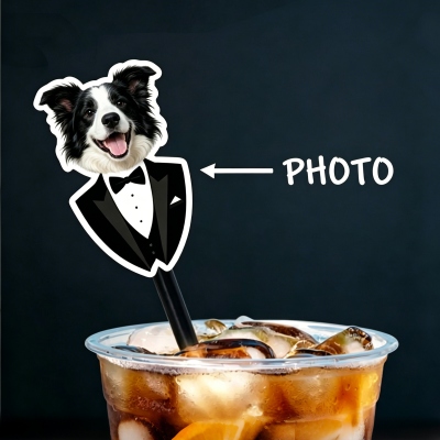 Custom Pet Portrait Wedding Drink Stirrers, Funny Cat/Dog Face Cocktail Stirrers, Bridal Shower/Bachelorette Party Decor, Gifts for Guests/Pet Lovers