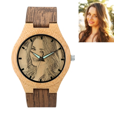 Men/Women Customized Photo Bamboo Wood Watch