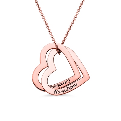 Interlocking Hearts Necklace with 18K Rose Gold Plating