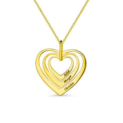 Engraved Family Heart Necklace In Gold
