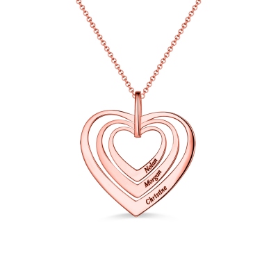 Engraved Family Heart Necklace In Rose Gold