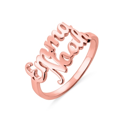 Personalized Double Name Ring Gift in Rose Gold