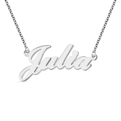 Solid White Gold Julia Style Name Necklace
