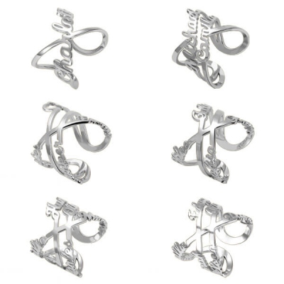 Customized Infinity Name Ring in Silver