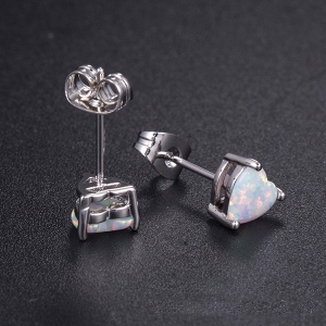 Copper Opal Heart Studs Earring