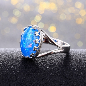 Blue Opal Ring Silver-Plated Copper