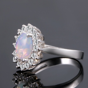 Opal Ring Silver-Plated Copper