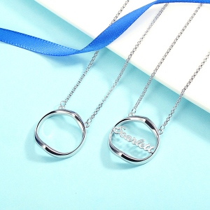 Personalized Shadow Heart Name Necklace in Silver