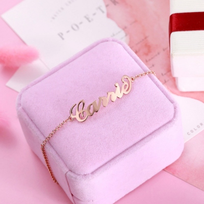 Personalized Name Anklet in Rose Gold