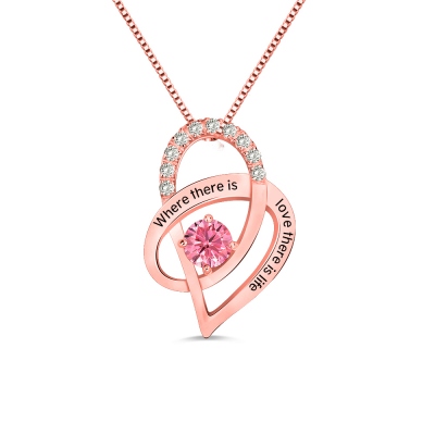 Colar personalizado coração com pedra de nascimento