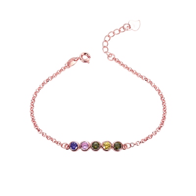 Customized Birthstones Sterling Silver Bracelet, Gift for Women Wife Mom Girlfriend Daughter Friend