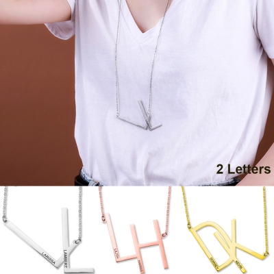 Personalized Sideways Initial Necklace