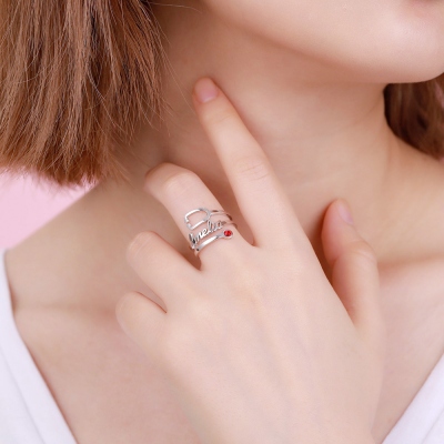 Anello con stetoscopio personalizzato nome e Pietra portafortuna in argento