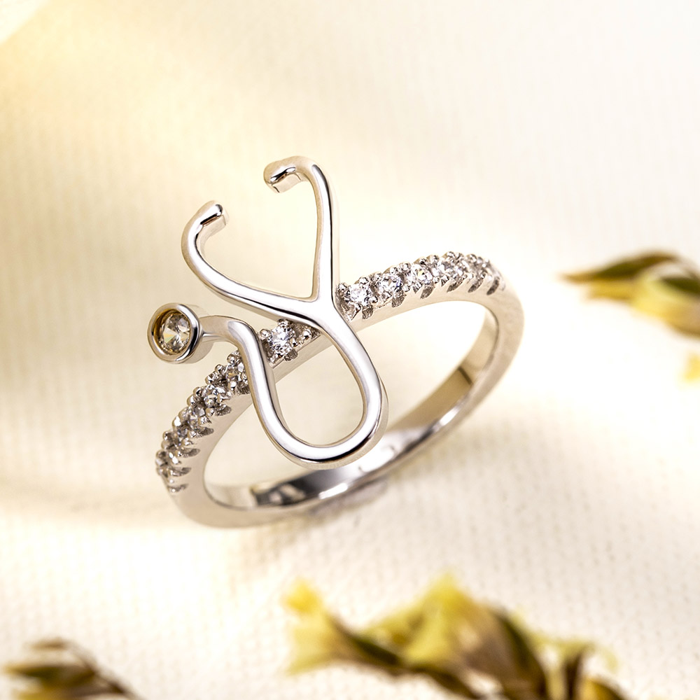 Anel de estetoscópio de birthstone personalizado